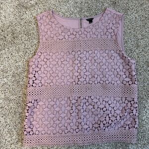 Ann Taylor Lace Detail Sleeveless Blouse in Lavender